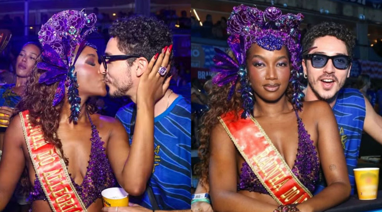 Iza assume namoro com ator João Silva durante camarote na Sapucaí