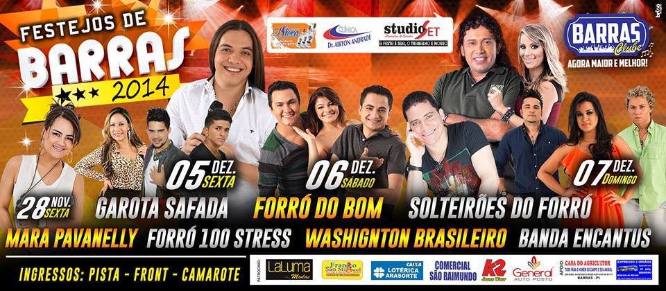 Confira quais serão os eventos no ‘Barras Clube’ durante os Festejos