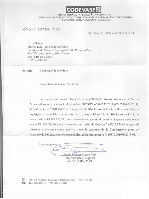 São Pedro do Piauí receberá caminhão compactador de lixo  - Imagem 1