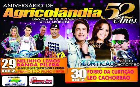 Agricolândia comemora seus 52 Anos de Emancipação politica nos dias 29 e 30 de Dezembro - Imagem 1