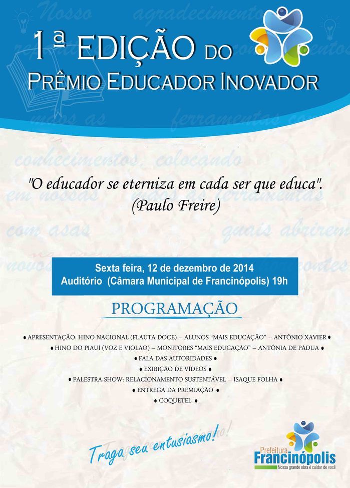 1ª Edição do Prêmio “Educador Inovador”  - Imagem 1
