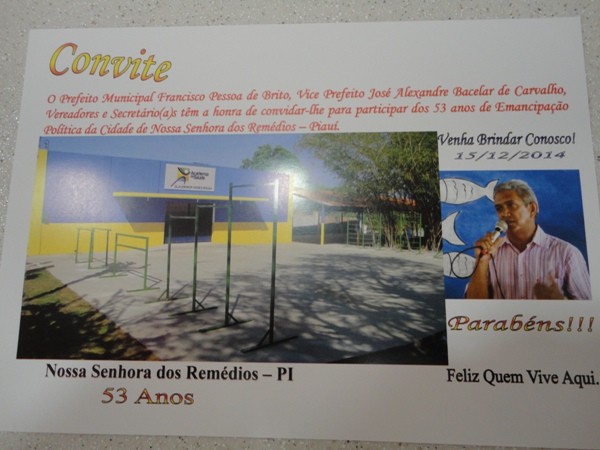 Convite da festa de aniversário de N. S. dos Remédios! - Imagem 1