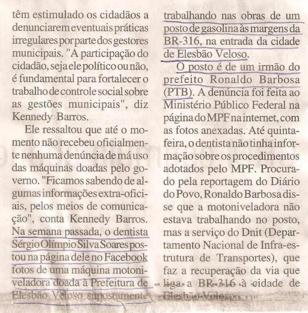 Órgãos de controle e fiscalização investigam uso indevido de máquinas doadas pelo governo - Imagem 2