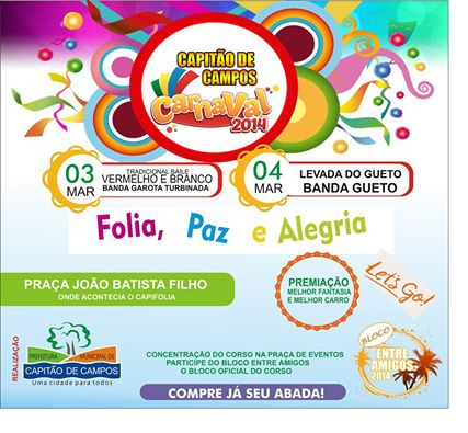 Programação do Carnaval 2014 em Capitão de Campos.