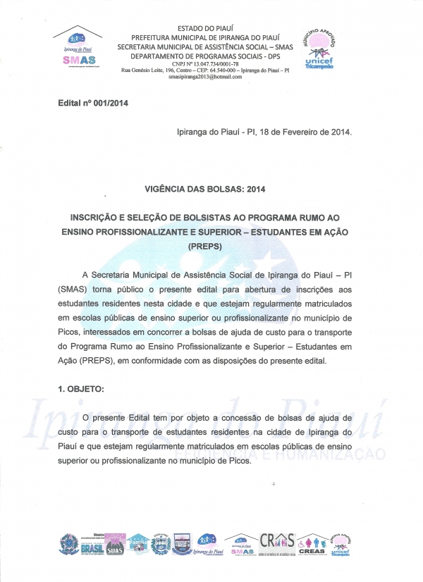 Secretaria Municipal de Assistência Social Divulga Edital do PREPS - Imagem 1