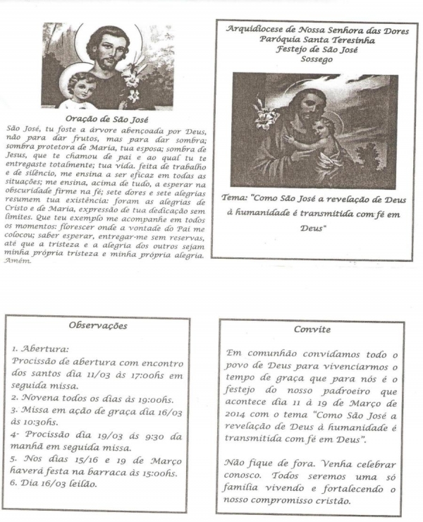 Comunidade Sossego divulga programação dos festejos de São José  - Imagem 1