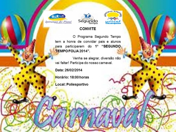Programa 2 Tempo Convida para o 1° Segundo Tempo Folia - Imagem 1