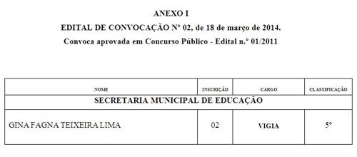 Prefeitura de Brasileira  lança edital convocando aprovado no Concurso Público de 2011 - Imagem 1