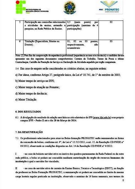 Publicado edital para seleção de professor do PRONATEC em Pedro II - Imagem 5