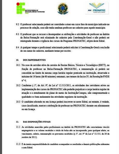 Publicado edital para seleção de professor do PRONATEC em Pedro II - Imagem 7