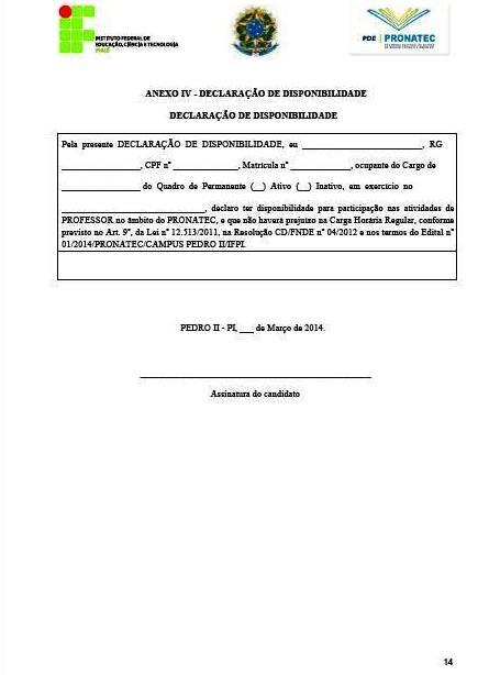 Publicado edital para seleção de professor do PRONATEC em Pedro II - Imagem 14
