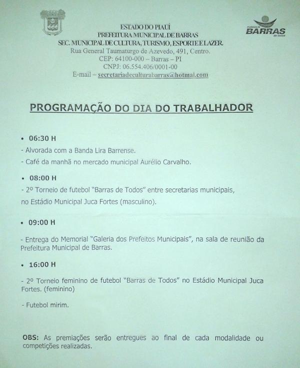 Confira a programação do Dia do Trabalhador  - Imagem 2