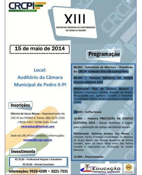 CRC-PI realiza XIII Encontro Regional de Contabilidade de Pedro II e região - Imagem 1