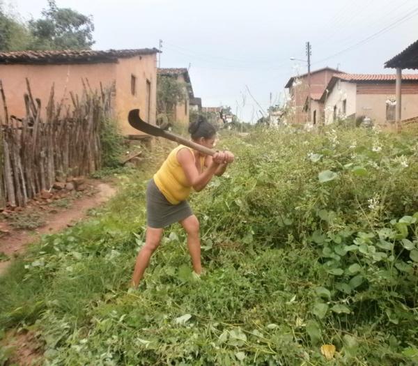 Cansada de esperar providências da Prefeitura, mulher decide roçar rua onde mora - Imagem 3