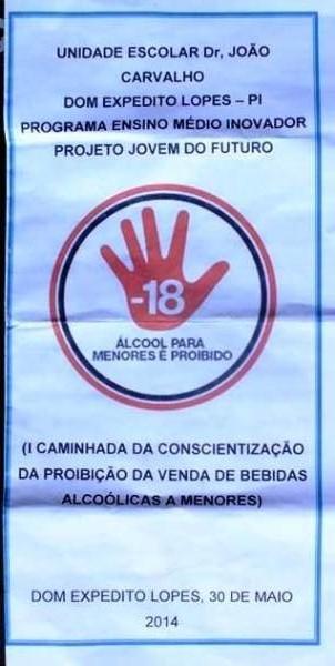 Colégio de Dom Expedito Lopes promove evento contra vendas de bebidas alcoólicas a menores. - Imagem 1