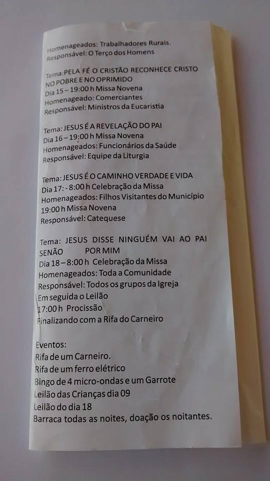 Convidamos todos os irmãos e irmãs a participar do grandioso festejo de São Félix de Cantalice - Imagem 3