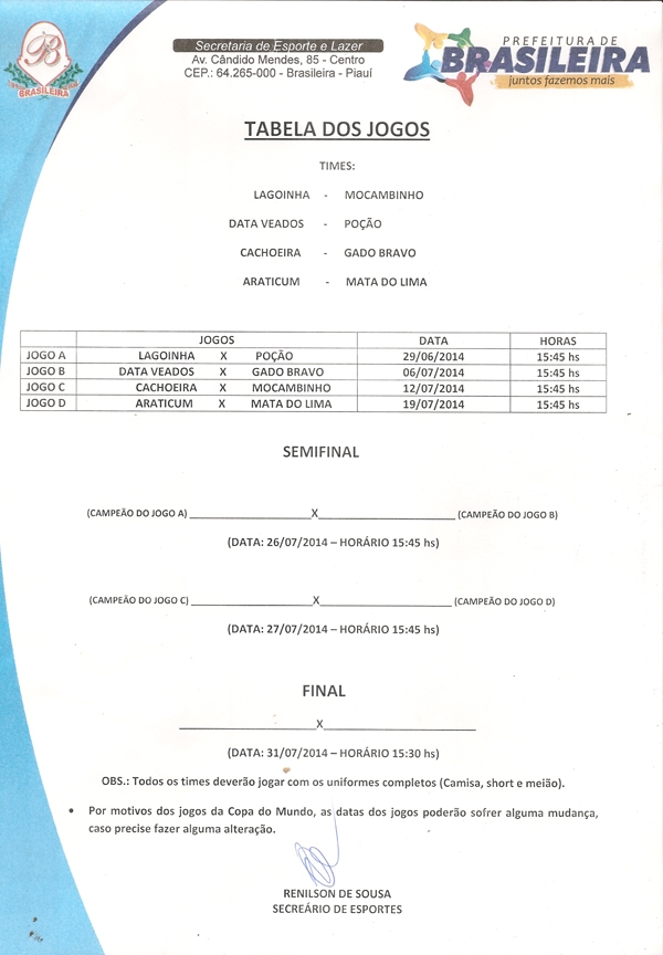 Confira a Tabela de Jogos das próximas rodadas do Campeonato da Zona Rural - Imagem 1