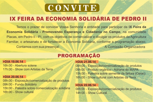 Iniciada hoje, na comunidade Placas, em Pedro II, a Feira da Economia Solidária - Imagem 1
