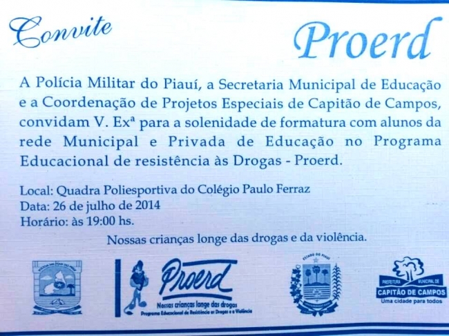 Neste final de semana acontecerá a 2ª formatura do PROERD na cidade - Imagem 1