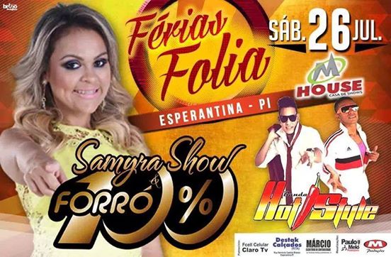 Samyra Show é a principal atração do Férias Folia neste sábado (26) em Esperantina