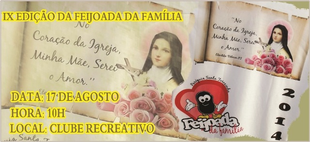 Adquira sua camisa da Feijoada da Família organizada pela Paróquia de Santa Teresinha