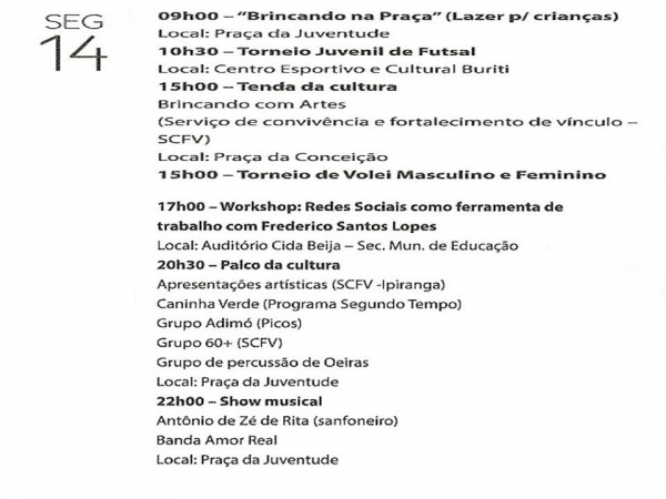 A Prefeitura Municipal de Ipiranga convida a todos para XXXI Semana Cultural da Juventude Ipiranguense - Imagem 3