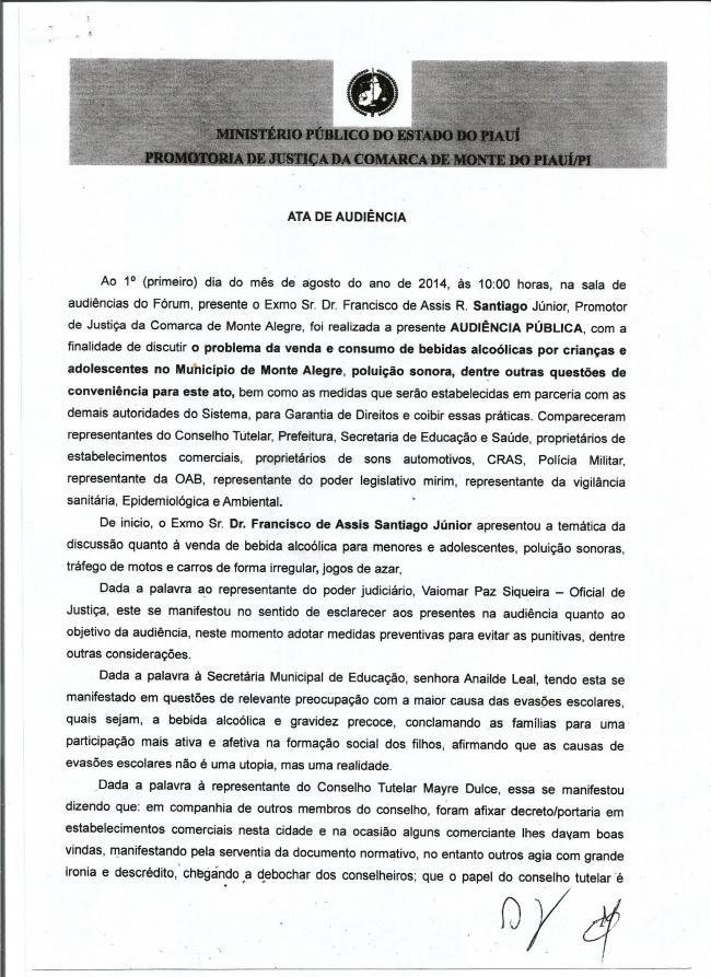 Promotor de justiça realiza Audiência Pública para discutir a venda e o consumo de bebida alcóolica por criança e adolescente em Monte Alegre –PI. - Imagem 17