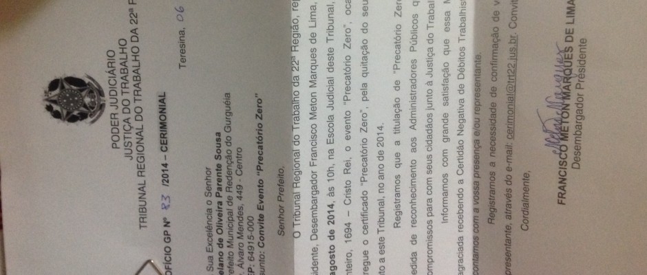 Redenção do Gurguéia entra na seleta lista de Prefeituras com Precatório Zero 