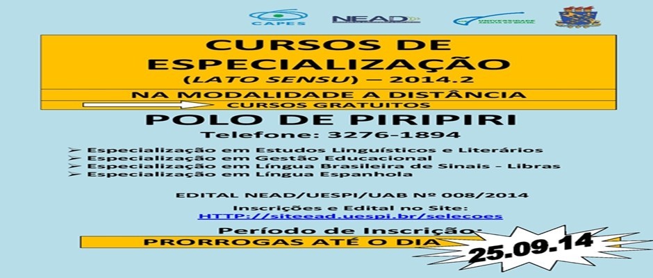 Cursos de Pós-graduação do NEAD-UAB-UESPI - Pólo de Piripiri