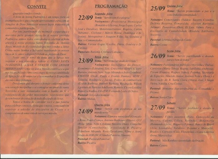 Inicia no dia 22 de setembro os Festejos de Santa Teresinha em Elesbão Veloso, venha compartilhar conosco    - Imagem 3