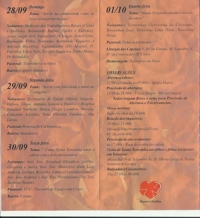 Inicia no dia 22 de setembro os Festejos de Santa Teresinha em Elesbão Veloso, venha compartilhar conosco    - Imagem 4