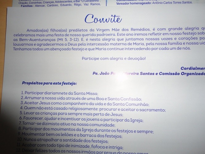 Festejos da Santa Padroeira de Nossa Senhora dos Remédios! - Imagem 2