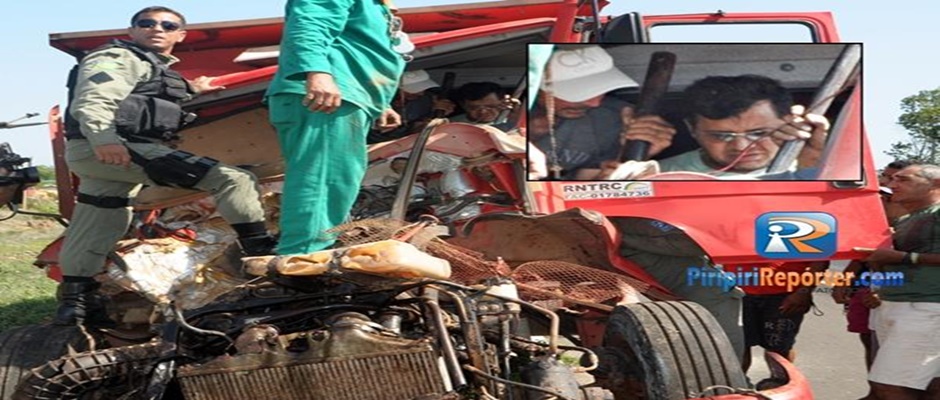 Piripiri-PI - Motorista fica preso às ferragens após acidente na BR 343