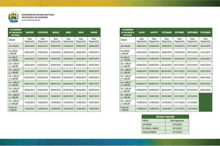 Governo do Estado divulga tabela de pagamento para 2015, confira   - Imagem 1