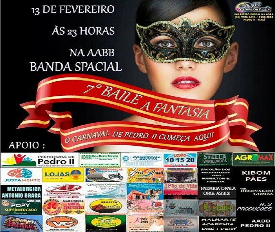 Amanhã sexta feira (13) na AABB VII Baile à Fantasia