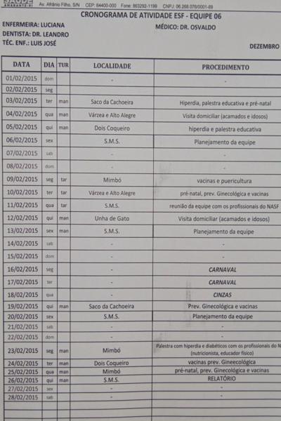 Secretária Municipal de Saúde de Amarante divulga o cronograma das equipes do PSF,PSB e PACS - Imagem 3