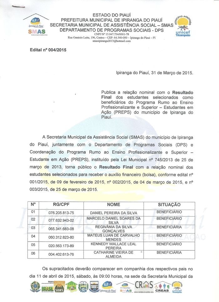 SMAS Divulga Edital Final do Programa Estudantes em Ação -PREPS - Imagem 1