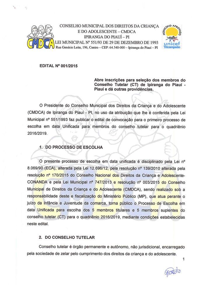 CMDCA Divulga Edital Para Eleição do Conselho Tutelar - Imagem 1