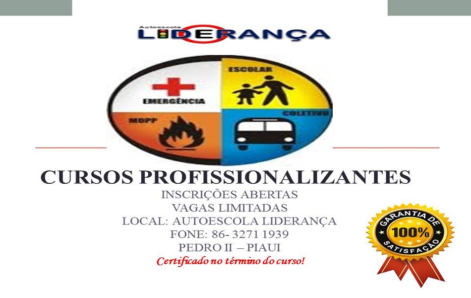 Autoescola Liderança trás 04 cursos para Pedro II
