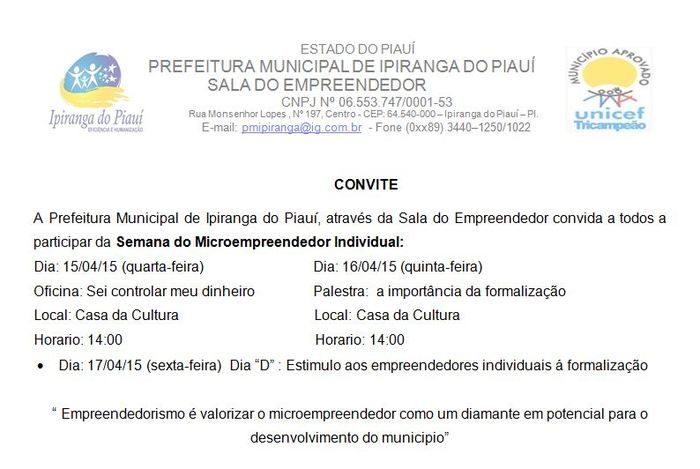 Prefeitura Divulga Programação da Semana do Microempreendedor Individual - Imagem 1