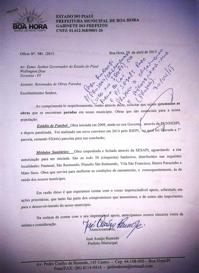 Prefeito de Zé Resende solicita do Governador conclusão de obras iniciadas em Boa Hora - Imagem 3