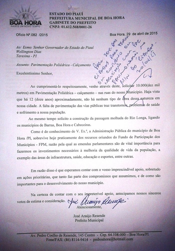 Prefeito de Zé Resende solicita do Governador conclusão de obras iniciadas em Boa Hora - Imagem 1