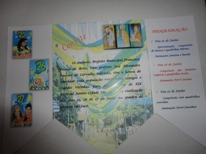 Convite do XIX Festival Junino Cidade São Jacó - Imagem 1