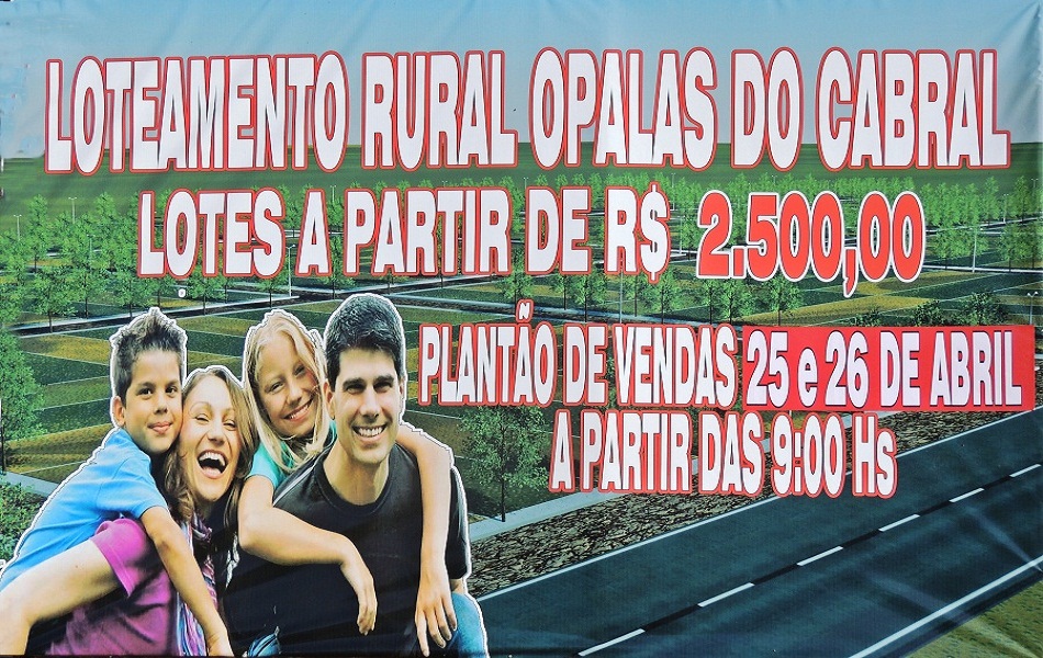 Loteamento Rural Opalas do Cabral, lotes a partir de R$ 2.500,00