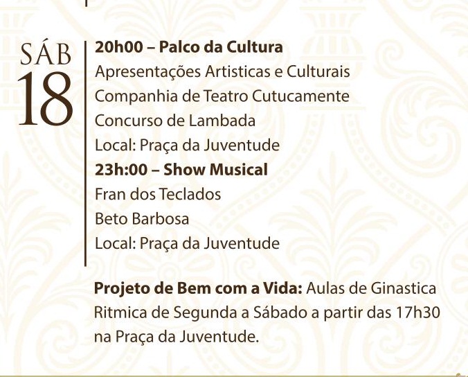 Confira a Programação da XXXII da Semana Cultural da Juventude Ipiranguense - Imagem 9