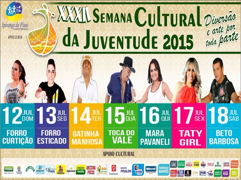 Confira a Programação da XXXII da Semana Cultural da Juventude Ipiranguense