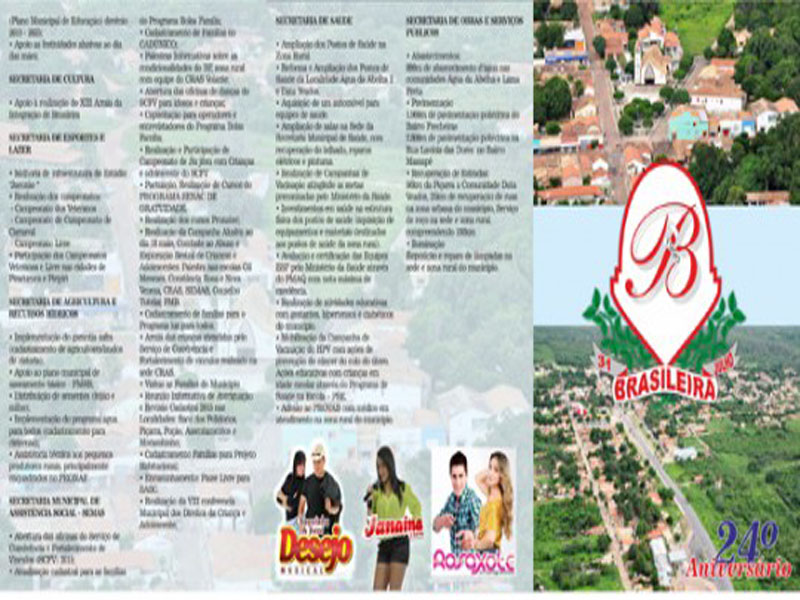 Participe do aniversário da cidade de Brasileira