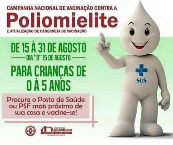 Campanha de Vacinação Contra a Paralisia Infantil começa dia 15 em Agricolândia - Imagem 1