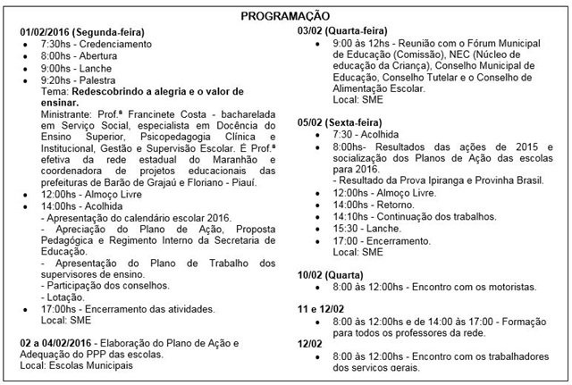 Secretaria Municipal de Educação Irá Realizar  I Jornada Pedagógica - Imagem 3