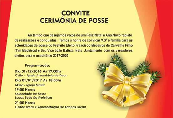 Prefeito eleito Tim Medeiros divulga programação de posse. - Imagem 1